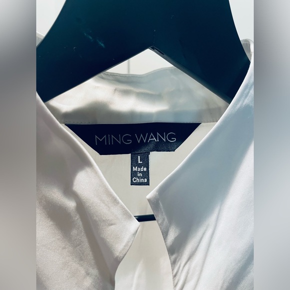 Ming Wang Mandarin Collar Sleeveless Zipper Front Cotton Blend Washable L Blouse - Picture 2 of 8